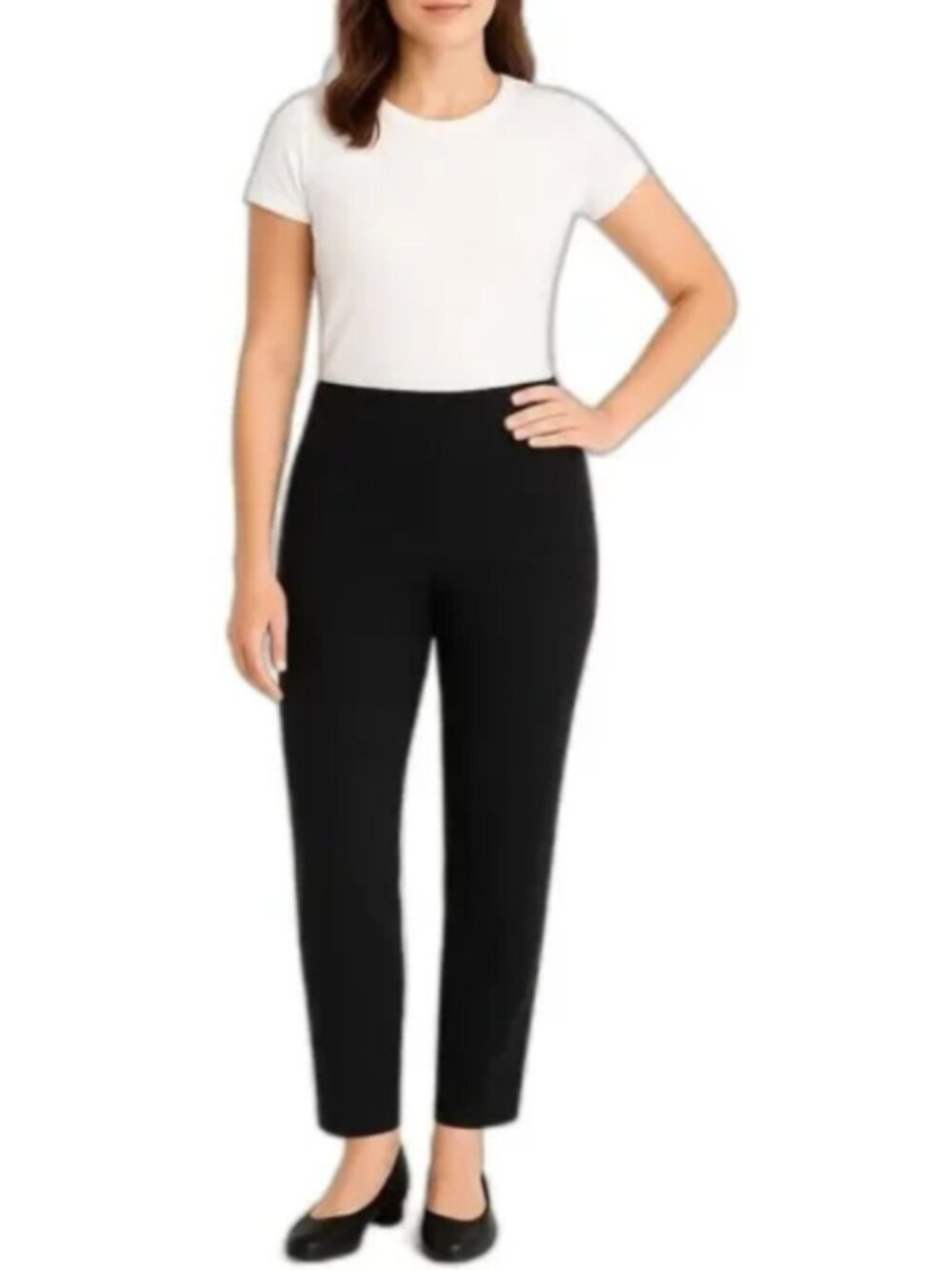 Chico's Size 0 (X-Small) Black Pleated Ankle Pants Side Zip Stretch Comfy Office